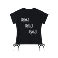 black evol gothic drawstring crop top bodycon shirt