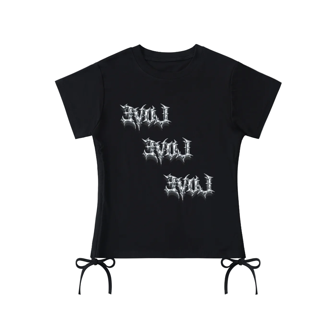 black evol gothic drawstring crop top bodycon shirt