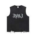 black evol snow washed distressed tank top raw hem sleeveless shirt
